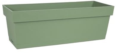 Jardinière Toscane + plateau clipsé 50 x 18 x 16,7 cm - Vert laurier - Eda