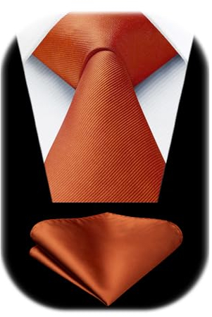Enlision Krawatte Gebranntes Orange Herren Hochzeit Krawatte mit Einstecktuch Set Einfarbige Schlips Seidenkrawatte und Taschentuch Business Elegant