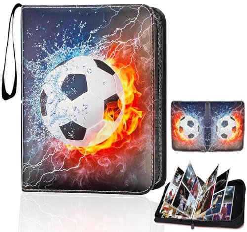 Sammelkarten Album Fussball,Fußballsammelalbum karten,50 Seiten, Kapazität für 400 Karten,Sammelalbum Fußball Karten,Fußball Karten Kapazität,Fußball Karten Ordner sammelheft