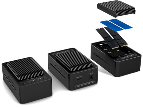 FANTEC 2x USB3.2 Gen2x2 2x 20GBit/s NVMe clone station SSD docking station for 2x NVMe PCIe SSDs, internal fan, USB transfer rates up to 20GBit/s, clone function, large heat sink, aluminum, black