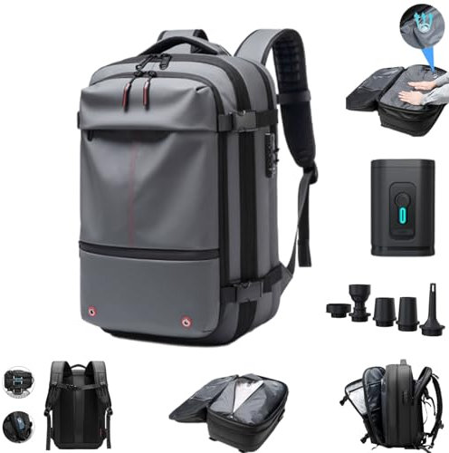 Argumub Zaino ad aria con pompa, 60 l, espandibile, con compressione sottovuoto, da viaggio, Taglia unica