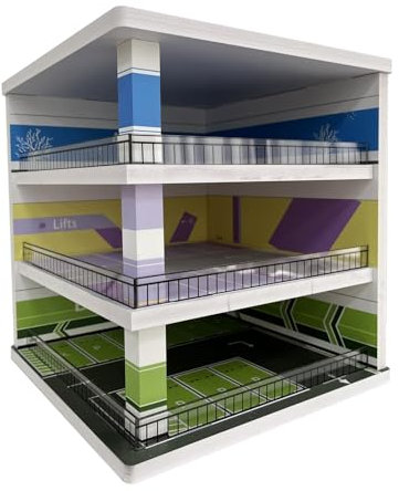 Fenteer 1:64 Maßstab Parkplatz Druckguss Auto Display Acryl Sammlerstücke Fahrzeug Garage Schaufenster für Druckguss Auto Sammlung Layout