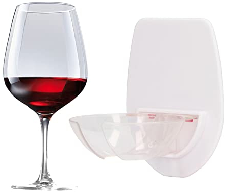 Dekaim Weinhalter für Dusche, Weinhalter, 2 Stück, transparenter Kunststoff, Wandmontage, Weinglashalter für Badewanne, Badezimmer, einfaches und kompaktes Design