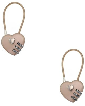 2 cerraduras de combinación, mini 3 dígitos con código de corazón, cuerda de alambre, bloqueo de contraseña, cerraduras de equipaje de viaje reajustables sin llave para mochila, taquilla de gimnasio,