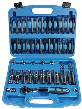 47tlg Stoßdämpfer Werkzeug Satz Stoßdämpfer Demontage Nuss Werkzeug Satz mit Ratsche Shock Absorb mit 1/2' Antrieb für 99% Fahrzeuge Hopzty