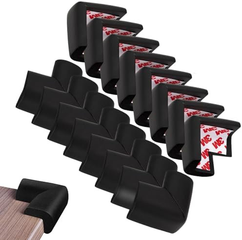 JBLJDWD 16 Pcs Table Corner Protectors, Easy Install, Soft & Durable, Black