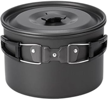 YIZITU Camping-Kochtöpfe mit Deckel und klappbarem Griff, Outdoor-Kochtöpfe, Utensilien, antihaftbeschichtet, Camping-Kochgeschirr, leicht zu reinigen