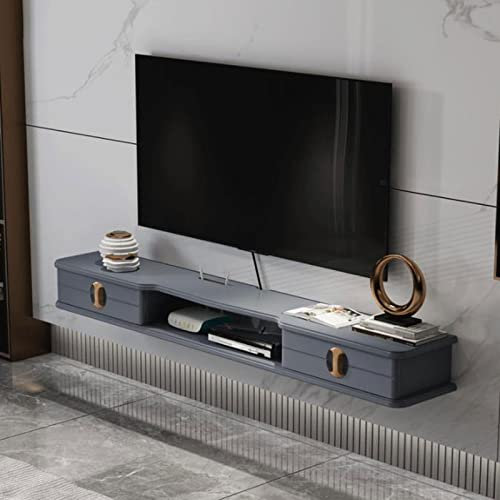 Mensola sospesa da parete per TV con router, lettore DVD, giocattoli, cornice per foto, supporto TV moderno e libreria per soggiorno console TV con porta oggetti