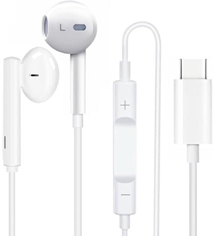MHtech USB C Headphones for iPhone 16 Pro Max, 16 Pro, 15 Pro Max - Type C In-Ear Wired Earphones With Mic, Volume Control, HiFi Stereo