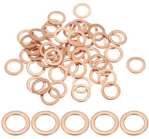 PATIKIL Joint Cuivre M8, 50 Pièces 8mm ID 12mm OD 1mm D'Épaisseur Rondelle Plate Métrique pour Vis Boulon Bouchons de Carter de Vidange