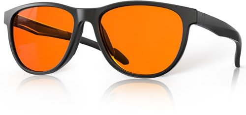 Bloomoak Blaulichtfilter-Brille – 99 % Schutz – Anti-Müdigkeit – Für empfindliche Augen – Ideal für PC, Gaming, TV, Handy (Orange - 99% - Ovales Quadrat Schwarz, Orange - Night)