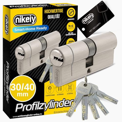 GERCAR Pro+ DIY MIX Schließanlage Gleichschließende Profilzylinder mit N+G Funktion, 30/40, 70 mm – Schließzylinder kombinierbar nach Wunsch, Zylinderschloss A:30 B:40 / Doppelzylinder