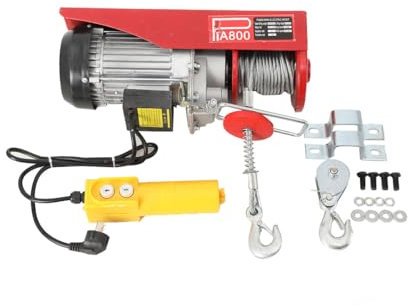 SUDEG Palan électrique 400kg/800kg,Treuil Palan à Chaine à Levier 12M Treuil Palan électrique 1300W avec Télécommande de Câble, Palan de Corde électrique0