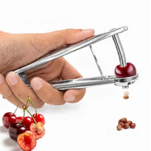 Welhammsae Kirschentkerner, Kirschkernentferner, Entkerner Kirschen, Kirschentsteiner aus Edelstahl, Hand Fruit Entkernen, für Schnell Entfernen Früchtsteinen, für Obst, Kirsche, Obstbeere
