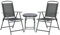 Outsunny Bistro-Set 3-teilig aus Metall Wetterfest Gartenmöbel Set mit klappbar Glastisch Gartenstühlen Outdoor Balkonmöbel Set Sitzgruppe Balkonset Gartengarnitur Dunkelgrau