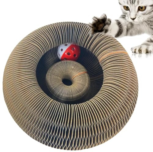 Magische Orgel Katzen-Kratzbrett, 2-in-1 zusammenklappbares, interaktives Katzenspielzeug mit Glöckchen, fördert Selbstbeschäftigung, robust & recycelbar Katzenzubehör