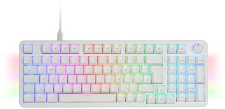 Mars Gaming MKPRO, Teclado Mecánico Gaming Completo, RGB Chroma, Switches Hot-Swap Mecánicos, Antighosting, Rueda de Control, Software Avanzado, Multiplataforma, Switch Azul, Español, Blanco