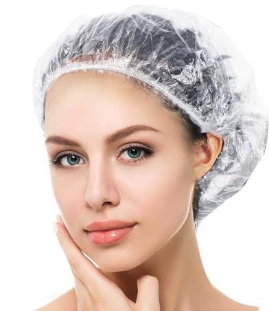 200 PCS Disposable Shower Caps, Plastic Clear Thickening and Thick Waterproof Caps for Hair Treatment,Home Use,Portable Travel Spa, Hotel and Hair Salon