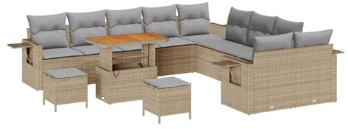 vidaXL Gartensofa-Set 13 STK. Beige Poly-Rattan