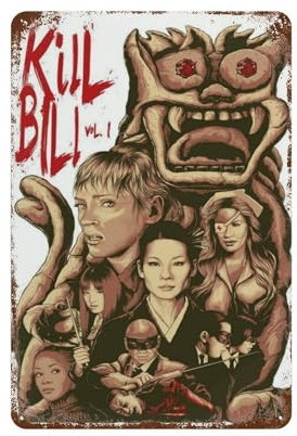 FDGUERFG Póster de la película Kill Bill para decoración de pared, póster de metal moderno, decoración de bar, 30 x 20 cm