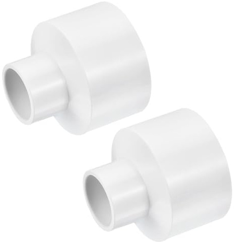 TA-VIGOR PVC Reducer Coupling, 50mm x 25mm Pipe Fitting Adapter Connector, Duct Reducer Pipe Fitting for Water Supplies Build, 2PCS & White