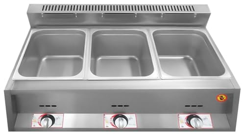 Friteuse à gaz commerciale avec température réglable, comprend des paniers et des couvercles, idéale pour la cuisine et le restaurant