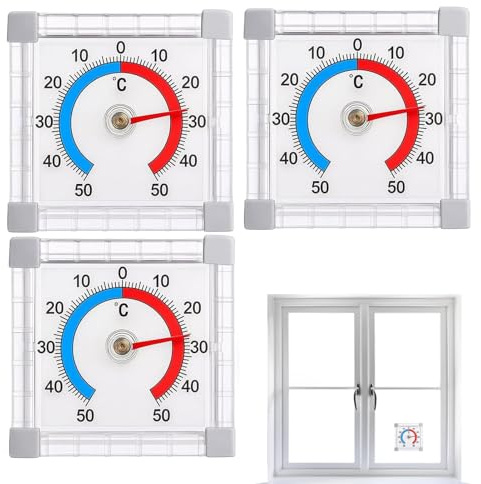3er Pack Außenthermometer Fenster,Ensterthermometer Aussen, Fensterthermometer,Selbstklebendes Thermometer Für Fenster Und Türen, Präzise Temperaturmessung Für Innen Und Aussen