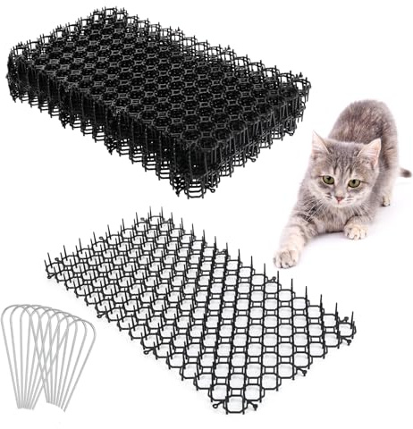 Rlssaki 15 Stück katzenschreck Matte, Spikes katzenabwehr Gitter (20x40 cm) | dornengitter gegen Katzen, stachelmatte katzenabwehrmatte, Katzen dornengitter, für Betten, Garten, Carport, Parkplatz