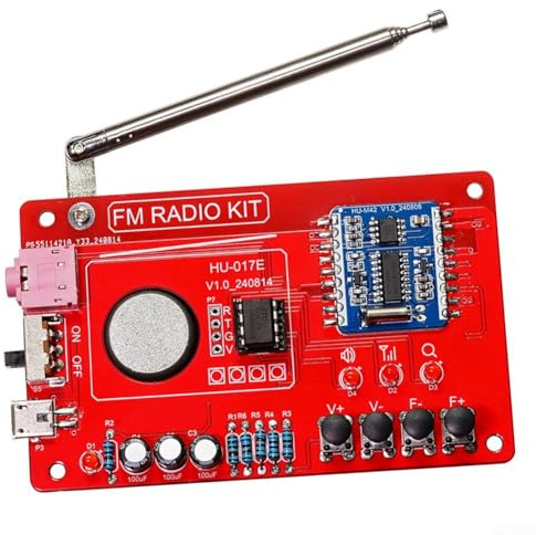 FM Radio DIY Kit, RDA5807 Digital 87-108MHz Electronic Soldering Practice, Circuit Board Making Educational Kit(Without Case)