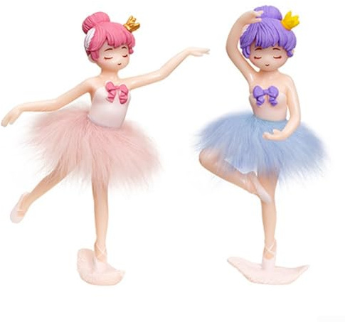 Ballerina-Figur aus Kunstharz, 2 Stück, für Kuchen, DIY, Backzubehör, Landschaftsdekoration und Auto-Innenraum (A)