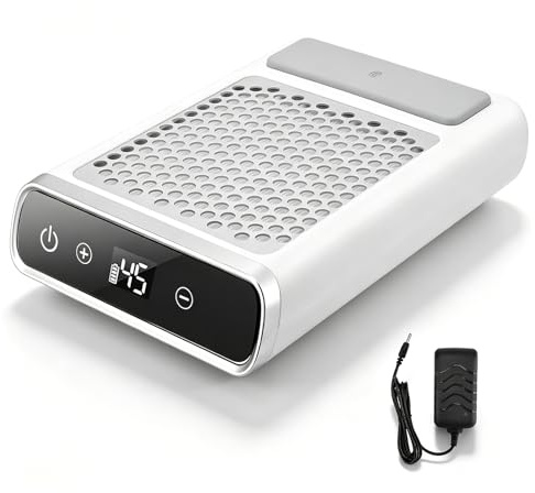 Aspirador de uñas Profesional 80W, Recargable Extractor De Polvo Para Uñas, 4500RPM Máquina Recolectora De Polvo De Uñas, Aspirador de Mesa Potente de Velocidad Ajustable para Manicura,Pulido
