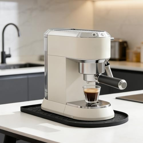 Silicone Coffee Mat with Raised Edge, Non‑Slip Heat Resistant Barista Mat for Countertop, Waterproof Coffee Machine Pad for Espresso Maker, Mixer, Air Fryer & Kitchen Appliances, 15.7x9.8in/40x25cm