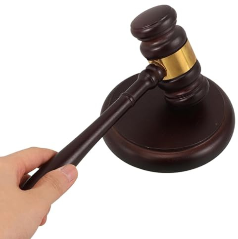 Judge Hammer Kit – Premium-Holzhammer mit rundem Klangblock, langlebiges Schlagwerkzeug mit polierter Oberfläche, Autoritätssymbol-Schreibtischzubehör, ausgewogenes Griffdesign | Anhörung zur Schiedsg