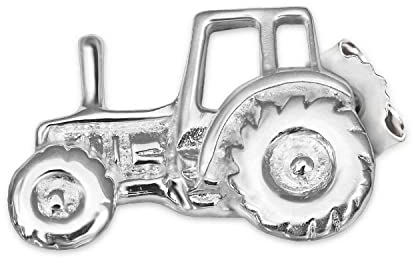 CLEVER SCHMUCK Silberner einzelner Single Ohrstecker Traktor 9 x 6 plastisch ausgeprägt und glänzend 925 Sterling Silber