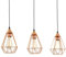 EGLO Pendellampe Tarbes, 3 flammige Vintage Pendelleuchte im Retro Look, Material: Stahl, Farbe: Kupfer, schwarz, Fassung: E27