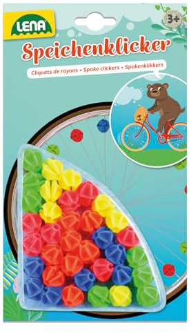 Lena 61094-36 Stück Speichenklicker Perlen Farbmix, Speichenperlen für Fahrrad, Dreirad oder Roller, Speichenclips als Kinderfahrrad Zubehör, Bunte Kunststoff Clips für Kinder ab 3 Jahren