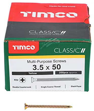 TIMCO Classic Multi-Purpose Screws - PZ - Double Countersunk - 3.5 x 50 - Gold - Box of 200