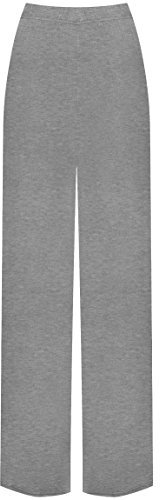 WearAll Ladies Palazzo Wide Leg Flared Elasticated Stretch Plus Size Plain Trousers Grey 16/18
