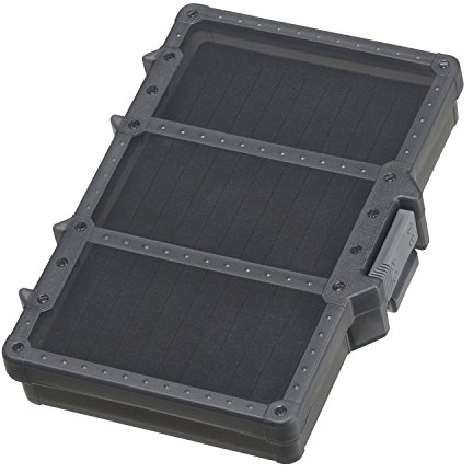 Daiichiseiko Angelkoffer mit Streifenschnur, Kunststoffkoffer: MC Case 138S, schwarz, 15 x 9,9 x 2,5 cm