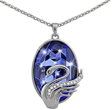 Hanessa Damen-Schmuck Edle Halskette Platiniert Schwan Kristall Strass-Steine Geschenk zu Weihnachten für die Frau / Freundin
