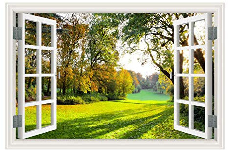FEDZH Pegatinas De Pared De Ventana Falsa 3D Autoadhesiva Imitación De La Ventana Removible Etiqueta Landscapeholiday Pegatinas Decorativas(90CM X 60CM)