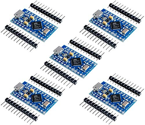 TECNOIOT 5pcs Pro Micro ATmega32U4 5 V/16MHz Module with Pin Header for Leonardo