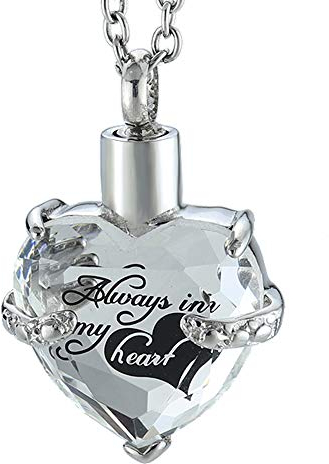 Colgante para Ceniza Acero Inoxidable Collar para Llevar Cenizas Humanas y Mascotas Incrustado con Azul/Blanco/Violáceo/Rojo Cristal Corazon Colgante Grabado El árbol de la Vida y Forever in my heart
