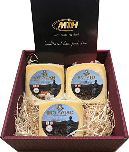 Geschenkbox mit 900 Gramm vom besten Pag Käse Geschenkideen von der Insel Pag Delikatessen Geschenkkorb Set aus Kroatien
