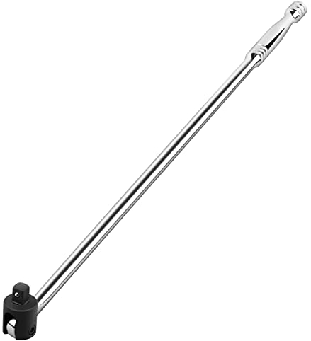 MAXPOWER Gelenkgriff Drehgriff mit 1/2 Antriebskopf, 600mm/24 Drehmomentschlüssel Schiebegriff mit Gelenk, Extra Belastbar für Stecknüsse, Steckgriff Bruchfes (Schwarzer Großer Kopf)
