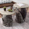 Lavish Home Stauraum-Nesting Tables Drahtkorb Basis und Holzplatten-Industrieller Bauernhausstil Beistelltisch 2er Set, Holz Metall, grau