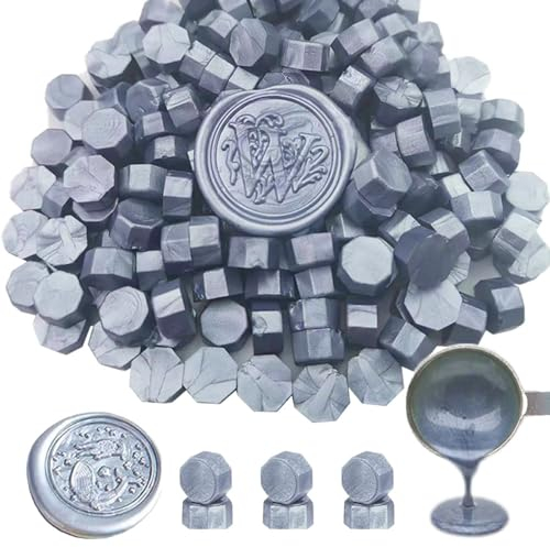 Wachs-Siegel-Perlen, ANBOSE 500 Stück Achteckige Siegel-Wachs-Perlen für Stempel (Silver)