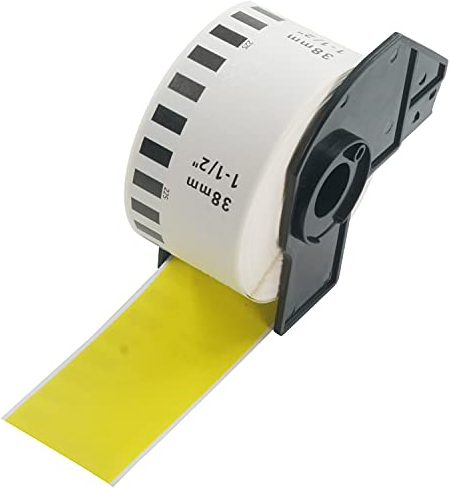 BETCKEY - 1 Rolle DK-22225 Endlosetiketten (Papier) Kompatibel mit Brother, 38mm x 30.48m, 1 Farbige Etiketten Gelb für Brother QL Etikettendrucker