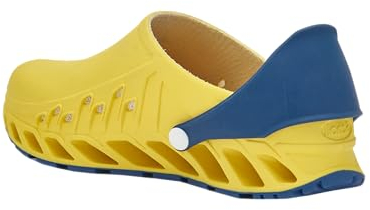 Scholl Evoflex - Zoccoli Unisex - Zoccoli sanitari con cinturino e plantare anatomico - Calzature Ospedaliere Giallo - Antistatico e antiscivolo