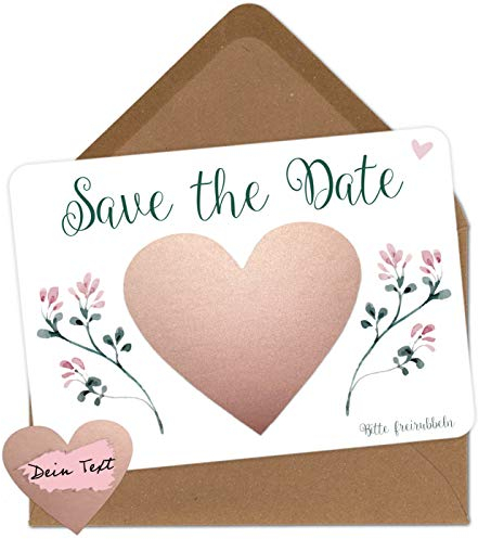 OWLBOOK 5 Rubbelkarten zum selber beschriften - Save the Date - Rubbellos für eigenen Text Geschenke Geschenkideen als Save the Date Karten zur Hochzeit & Verlobung